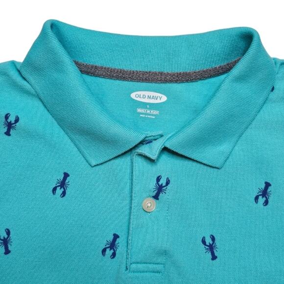 Old Navy Short Sleeve Built in Flex Polo Shirt with Lobster Print Men's Large - Picture 3 of 8